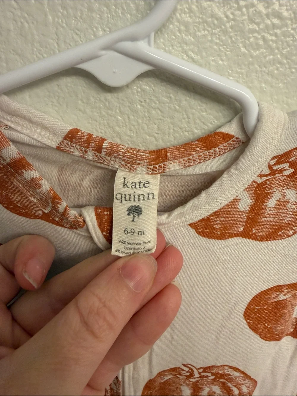 kate quinn Cream Footed One-Piece with Orange Pumpkin Print
